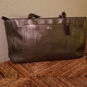 Coach purse | metallic grey